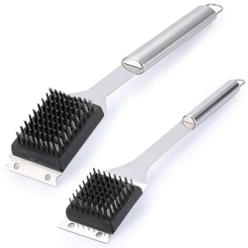 2 Pack Grill Brush and Scraper, 16.5” & 14” Wire BBQ Grill Brush for Outdoor Grill, 304 Stainless Steel Cleaning Brush BBQ Grill Accessories, Safe...