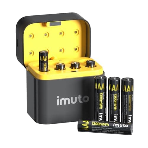 Pack de 8 piles AAA rechargeables imuto au lithium avec chargeur rapide, 1300 mWh 1,5 V à sortie constante Triple une batterie au lithium...