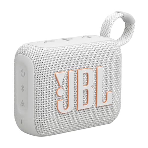 JBL Go 4 - Haut-parleur Bluetooth ultra-portable, étanche et anti-poussière, batterie intégrée de 7 heures, fabriqué en partie avec des matériaux recyclés (blanc)