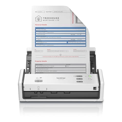 Scanner de bureau compact Brother ADS-1300 – Numérisation facile pour les petites entreprises et les utilisateurs indépendants avec Bluetooth, numérisation de photos et de documents