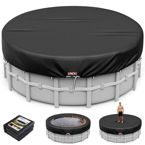 LXKCKJ 10 Ft Round Pool Covers for Above Ground Pools,Upgrade Solar Pool Cover Protector with Pool Accessories Increase Stability, Hot Tub Stock...