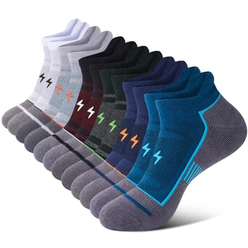 Cirorld Mens Ankle Running Socks, Athletic Cushioned Low Cut Moisture Wicking Cotton Short Sports Socks, 6 Pairs