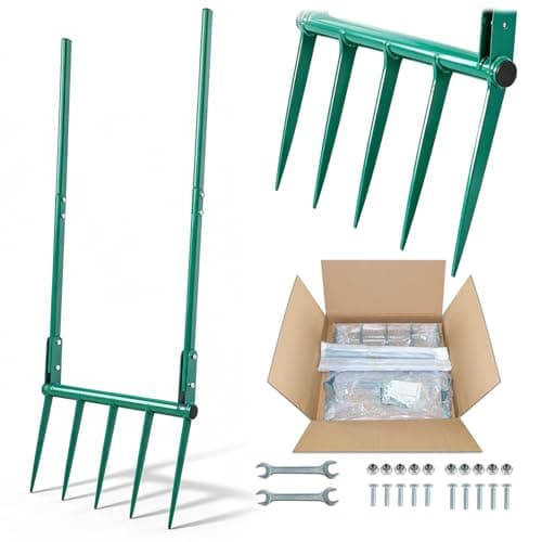 VVOKGO Broadfork Garden Tool with 11.8" Long Tines, 5-Tine Broad Fork for Gardening Heavy Duty, Unbreakable Garden Fork & Hand Tiller for Farm...