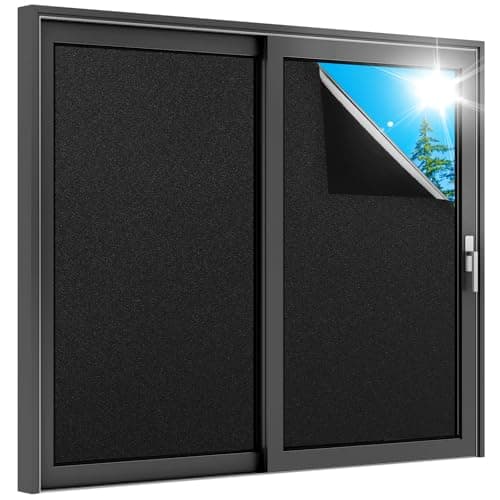 rabbitgoo Blackout Privacy Window Film Sticker Room Darkening Tint Covering with Grid Lines Backing Anti-UV Light Blocking Heat Control Removable...