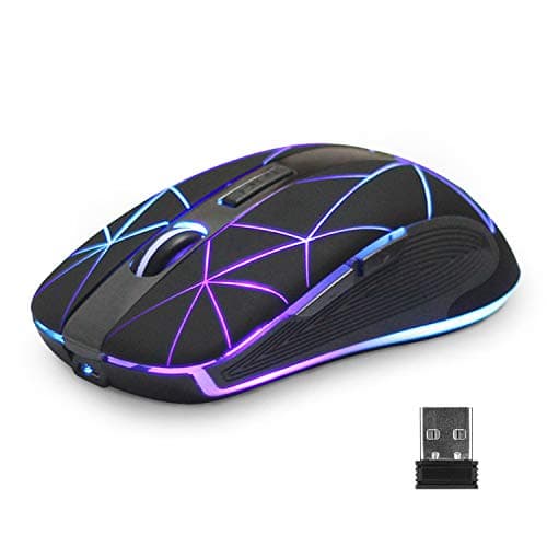 Rii Wireless Mouse RM200, RGB Rechargeable Mouse,Computer Mouse with 3 Adjustable Moving Speeds,USB Cordless Mouse with 6 Buttons,Mouse with USB...