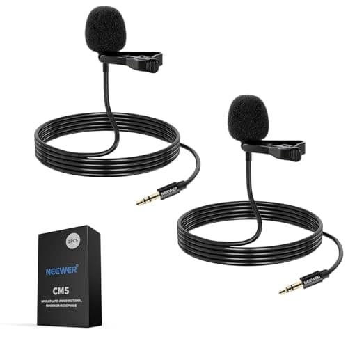 NEEWER 2 Pack Lavalier Lapel Microphone Compatible with Rode Wireless GO II Wireless Pro DJI Mic, 3.5mm TRS Omnidirectional Condenser Wired Clip On...