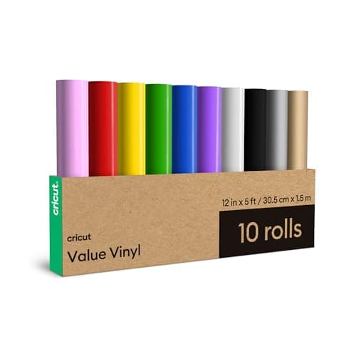 Cricut Value Vinyle permanent – Échantillonneur arc-en-ciel – Rouleaux de 30,5 x 1,5 m (10 unités)