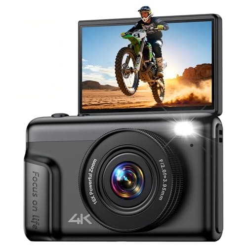 Photographie avec appareil photo numérique 4K pour Vlogging : appareils photo compacts 64MP avec écran rabattable zoom 16X - Cadeau pour les débutants/Enfan...