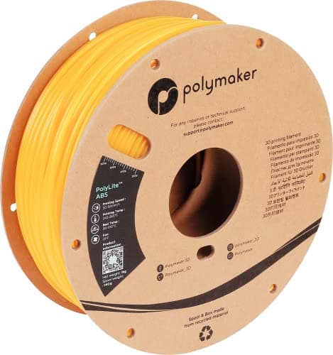 Filament ABS Polymaker 2,85 mm jaune, filament d'impression 3D 1 kg, filament d'imprimante 3D PolyLite ABS, résistant à la chaleur, solide et durable, dimensionnel...