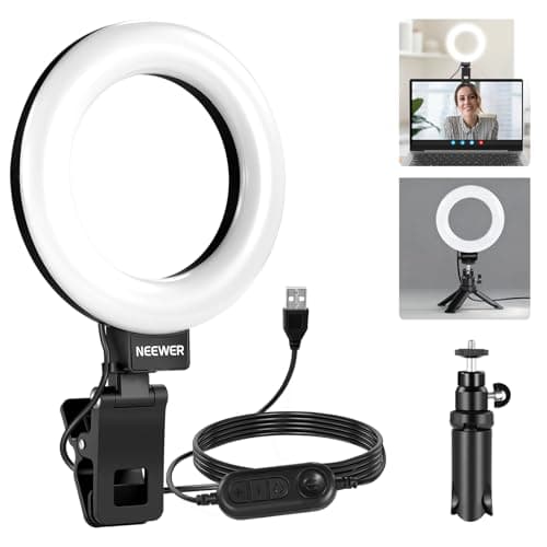 NEEWER Basics 5" Ring Light pour vidéoconférence, sans fil 2,4 G, kit d'éclairage à clipser avec trépied de bureau pour moniteur, ordinateur portable, zoom, appel en direct...