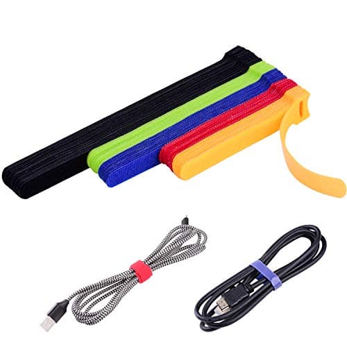 OneLeaf 60 Pcs Reusable Fastening Cable Ties with Hook and Loop, Multi-Purpose Cable Straps Wire Ties Cable Management, Adjustable Cord organizer...