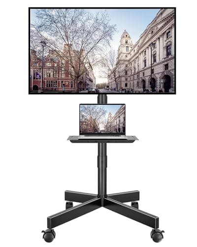 Support TV mobile BONTEC avec fonction d'inclinaison, chariot TV roulant pour téléviseurs LED, LCD, OLED de 23 à 60", peut contenir jusqu'à 88 lb, VESA maximum 400 x 400 mm, support multimédia réglable...