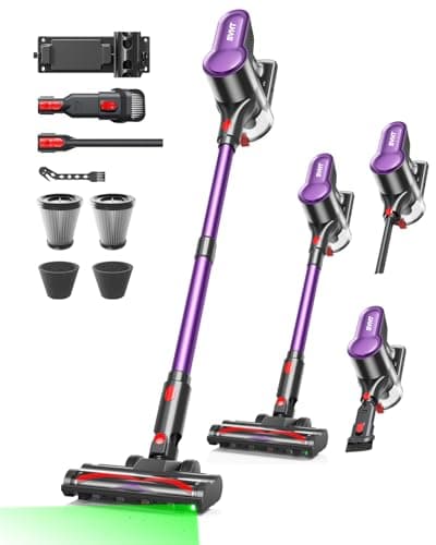 Aspirateur sans fil, aspirateurs balais 500 W 45 KPA 50 minutes pour la maison avec lumière LED, brosse autoportante anti-enchevêtrement et godet à poussière de 1,6 L,...