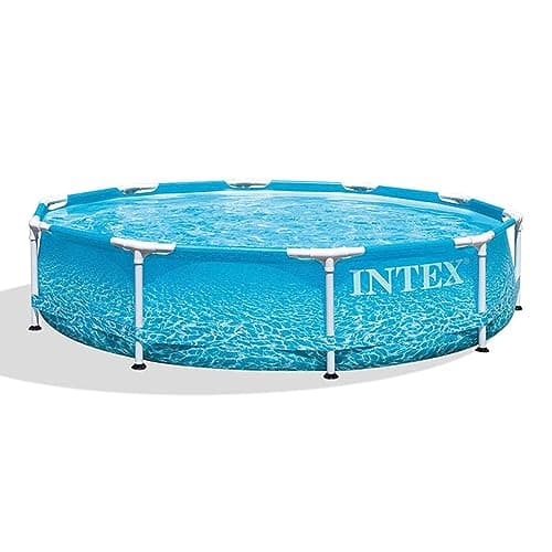 Intex 28206EH Large Round Above Ground Swimming Pool with Reinforced Sidewalls and Metal Frame for Backyard or Outdoor Use, 10 Foot by 30 Inch