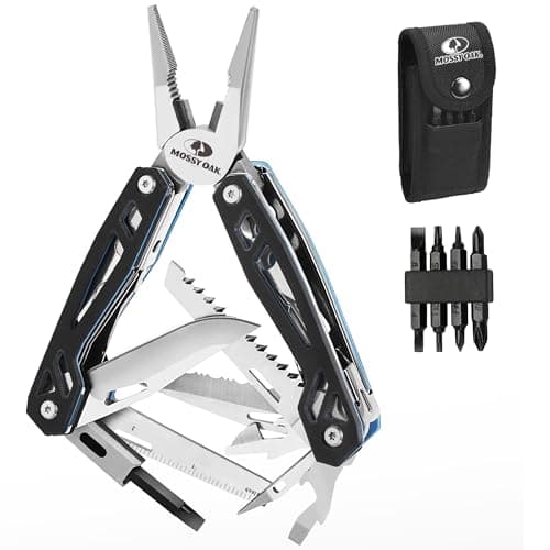 MOSSY OAK Multitool, 21-in-1 Stainless Steel Pocket Knife with G10 Handle, Screwdriver Sleeve, Self-Locking Pliers with Sheath-Perfect for Outdoor,...