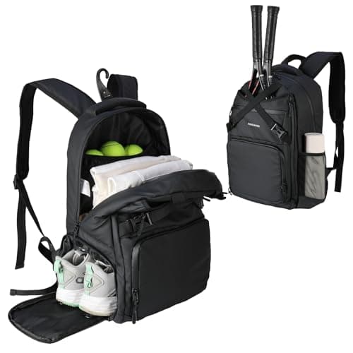 NEEWER Tennis Bag for Men/Women, Hold Up to 2 Rackets, Water Resistant 1000D PU Tennis Ball Pickleball Racquetball Backpack with Shoe Compartment,...