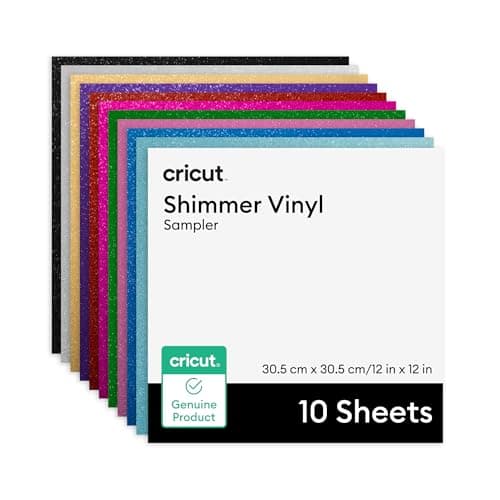 Cricut® Shimmer Vinyl – Échantillonneur permanent, fête – 12 po x 12 po (10 ct)