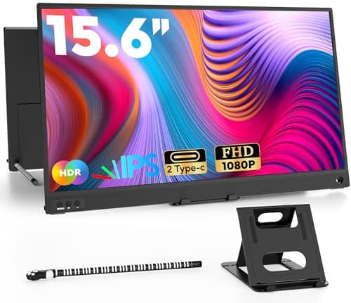 Moniteur portable ZSCMALLS, moniteur d'ordinateur portable 15,6" 1080P FHD USB-C HDMI écran d'ordinateur IPS deuxième écran, moniteur étendu pour ordinateur portable pour PC téléphone Mac...