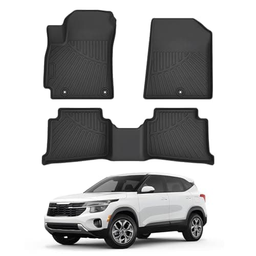 Cacartist Tapis de sol sur mesure pour Kia Seltos 2021 2022 2023 2024 2025 2026 pour accessoires Seltos TPE 3D toutes saisons 1ère et 2ème rangées très résistants...