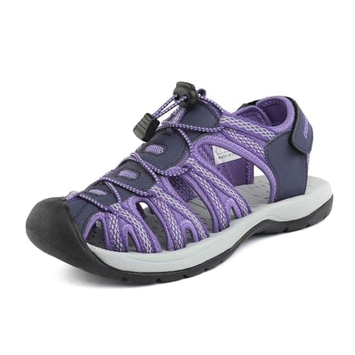 DREAM PAIRS Women's Hiking Sandals Closed Toe Arch Support Walking Waterproof Sport Athletic Beach Summer Shoes,Size 8,Purple,160912-W