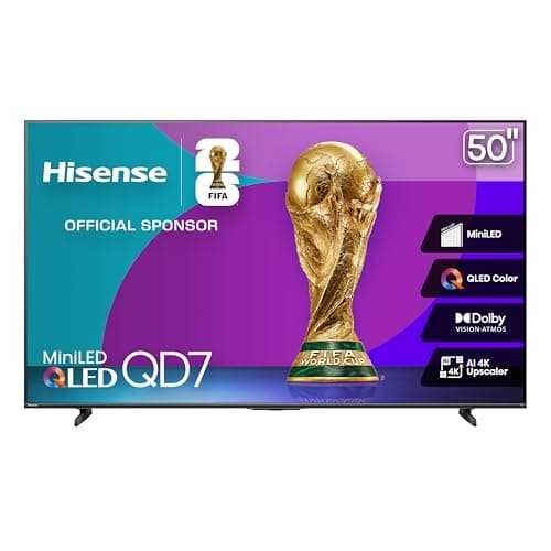 Hisense 50QD7QFM - Téléviseur intelligent Mini-LED Fire TV 4K 50" (modèle 2025), QLED Color, 60 Hz Game Mode PRO, Dolby Vision, Dolby Atmos, AI Smooth Motion avec...