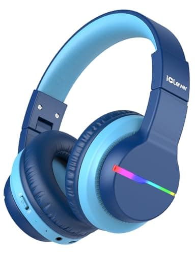iClever BTH12 Kids Headphones Wireless with Colorful LED Lights, Kids Bluetooth5.2 Headphones, 74/85dBA Volume Limited & 85H Playtime, Over Ear...