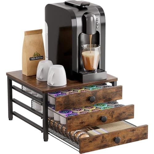 Plaviya coffee pod holder for counter, 3 Tier Coffee Bar Organizer for K Cup Capsules, 60 Capacity Pods Storage Organizer Cups Capsule with Sliding...