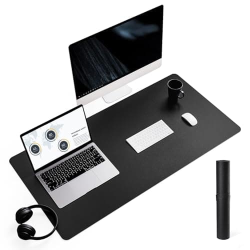 Non-Slip Desk pad,New Material Leather Desk Blotter Pad,Soft Surface Desk Mat,Easy Clean Laptop Desk Writing Mat for Office/Home (Black, 35.4" x 17")
