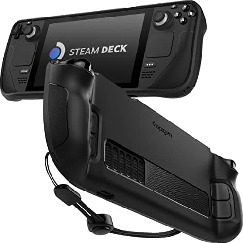 Étui de protection Spigen Rugged Armor conçu pour Steam Deck LCD (2022) / Steam Deck OLED (2023) Housse en TPU avec dragonne Absorption des chocs...