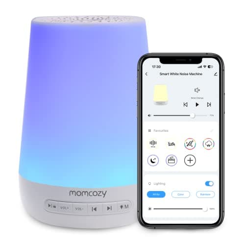 Baby Sound Machine, Momcozy White Noise Machine for Baby Sleeping with Night Light, Toddler Sleep Trainer 34 Soothing Sleep Sounds, Timer, App...