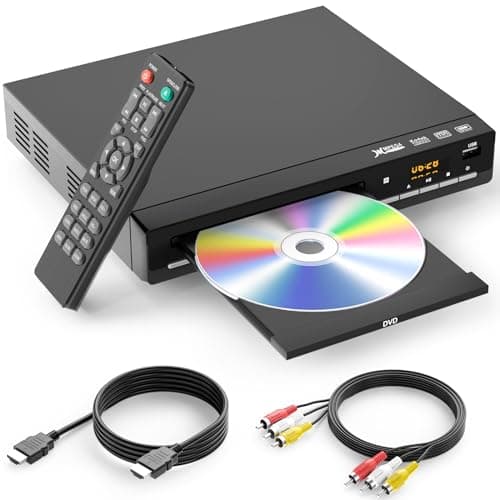 DVD Players for TV with HDMI,Plays All Regions and Formats,CD Player for Home,Support 1080P Video/CD/DVD/VCD/JPEG/USB, Remote, HDMI and RCA Cables...
