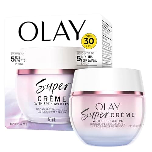Olay Super Cream avec écran solaire SPF 30, hydratant pour le visage ultra léger avec vitamine C, acide hyaluronique, niacinamide, vitamine E et collagène...