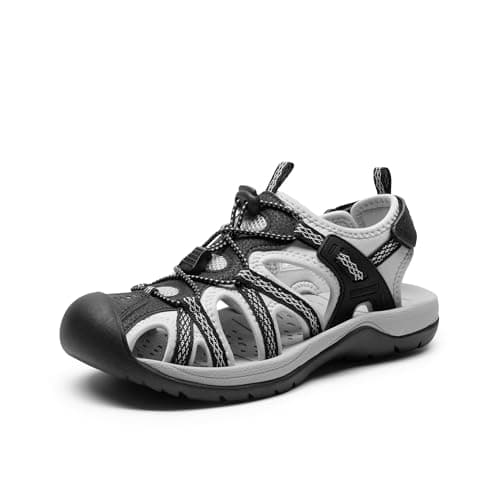 DREAM PAIRS Sandales de randonnée pour femmes, chaussures de sport d'été aventureuses en plein air, taille 8, noir/gris clair, DWUMST2502