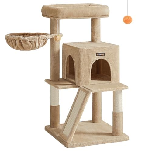 Feandrea Cat Tree, Multi-Level Cat Condo, Camel Brown