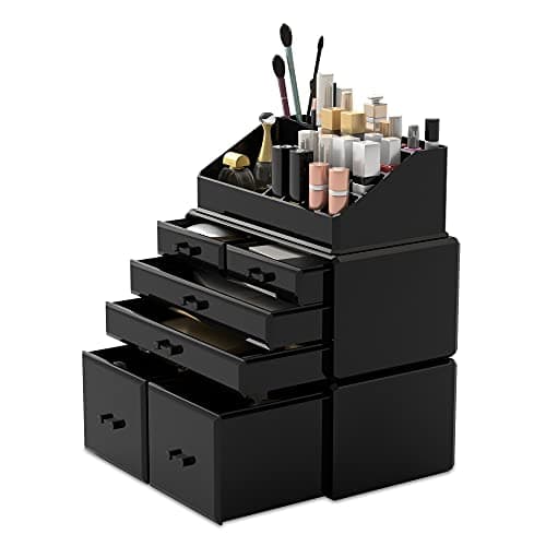 Readaeer Makeup Cosmetic Organizer Storage Drawers Display Boxes Case 6 Drawers (Black)