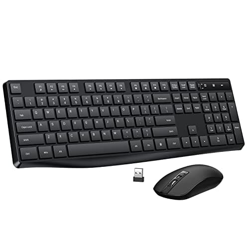 Wireless Keyboard and Mouse Combo, Lovaky 2.4G Full-Sized Ergonomic Keyboard Mouse, 3 DPI Adjustable Cordless USB Keyboard and Mouse, Quite Click...
