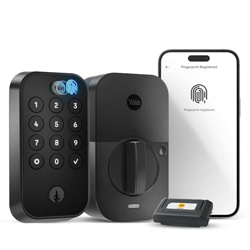 Yale Assure Lock 2 Touch Deadbolt, serrure de porte d'entrée intelligente à clé en daim noir avec clavier connecté Wi-Fi et scanner d'empreintes digitales pour la saisie de code et...