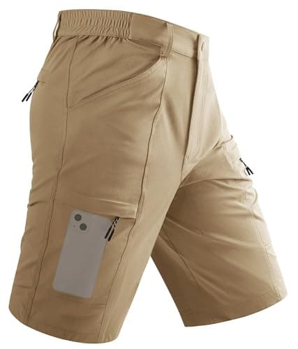 TACVASEN Men's Slim Work & Tactical Hiking Cargo Shorts - Quick Dry Khaki