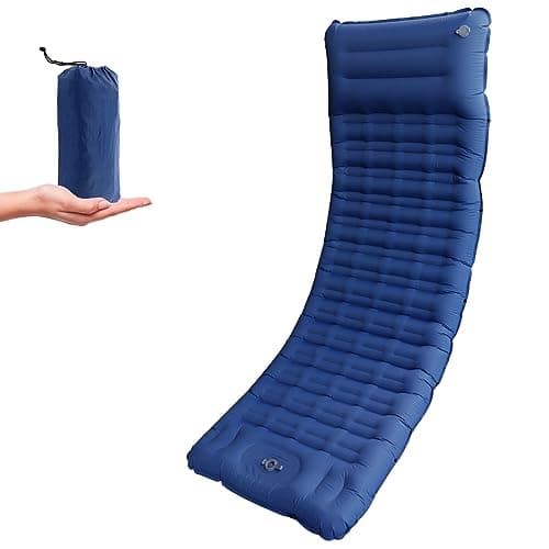 Matelas de couchage de camping OPL5, coussin de couchage gonflable de 4,7 pouces avec sac de transport d'oreiller et pompe à pied intégrée Matelas pneumatique de camping imperméable à l'eau...