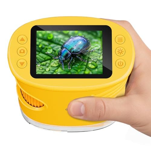 Temodu Kids Microscope 2.0" Screen 1000X Digital Microscope for Kids, Mini Pocket Handheld Microscopes for Children Birthday Festival Gift, Science...