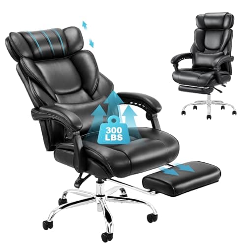 COLAMY Office Chair with Retractable Footrest, Ergonomic High Back Executive Computer Desk Chair with Removable Lumbar Pillow, 90-135°Reclining,...