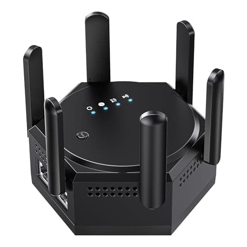 Amplificateur de signal d'extension WiFi double bande 1200 Mbps (5 GHz/2,4 GHz), le répéteur WiFi couvre jusqu'à 12 880 pieds carrés et 60 appareils, amplificateur Internet avec Ethernet...