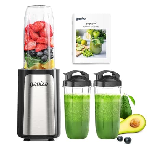 Mélangeur Ganiza pour smoothie, mélangeur de smoothie 14 pièces pour cuisine, mélangeur de comptoir avec 3 tasses de mélangeur portables sans BPA et brosse de nettoyage pour...