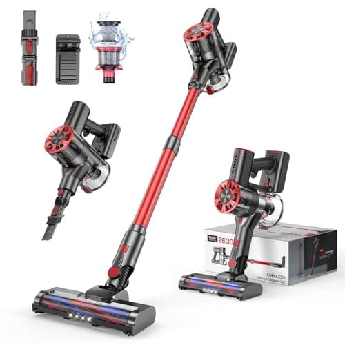 Cordless Vacuum Cleaner, 80,000PRM Stick Vacuum with 2 Powerful Suction Modes, Max 40 Mins Runtime, Protable 2600mAh Rechargeable Battery Vacuum...