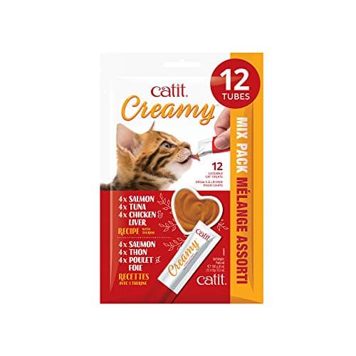 Catit Creamy Cat Treats Lickable, Assortment, 12 tubes, Hand-Fed Lickable Cat Treats, Healthy & Hydrating, Made With Fresh Ingredients, Gaterie...