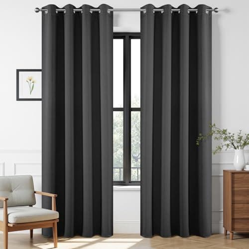 Joydeco Blackout Curtains 63 Inch Length 2 Panels Set, Thermal Insulated Long Curtains& Drapes 2 Burg, Room Darkening Grommet Drapes for Living...