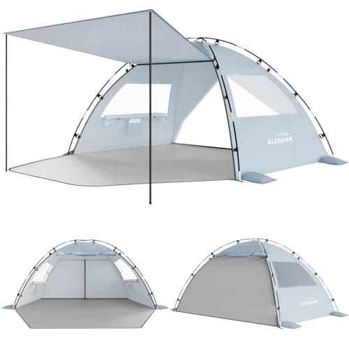 Elegear CumbreX™ Beach Tent Sun Shelter with Canopy, 4-5 Person Pop Up Beach Tent Canopy, Easy Setup UPF 50+ UV Protection Portable Lightweight...