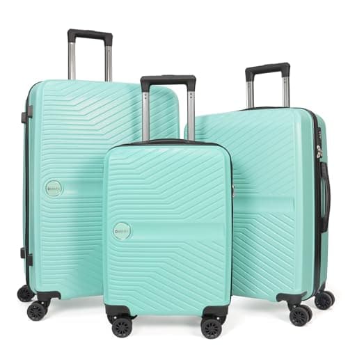 OMBRY Luggage Set 3 Pieces -Suitcase Set - Carry on Luggage with Wheels - Check-in Luggage - PC + ABS Durable Suitcase Rotating Silent Wheels...