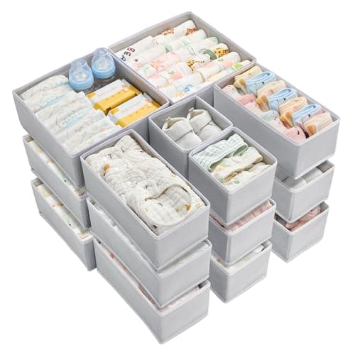 Vtopmart 18Pack Drawer Organizer for Clothes, Underwear Organizer Bins, Foldable Fabric Closet Storage Organization, Dresser Drawer Dividers for...