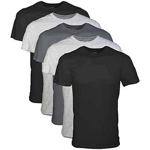 GILDAN Men's Crew T-Shirts, Multipack, Style G1100, Black, Sport Grey, Charcoal, X-Large
